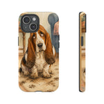 Guilty Basset Hound Phone Case, Muddy Watercolor Art Cover