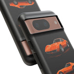 C3 Corvette Art Phone Case Orange, Three-View Vector Cover, Gift