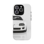 White MK4 Supra Phone Case, Retro 90s JDM Tough Cover for Car Enthusiasts