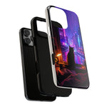 Lo-Fi Cat Neon Rain Window Vaporwave Art Tough Phone Case