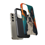 Boston Terrier Pop-Art Portrait Tough Phone Case - Teal Orange