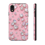Pink Rhinestone Diamond Pattern Phone Case | Sparkle Gem Print