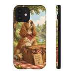 Cocker Spaniel Picnic Scene phone case | vintage dog art