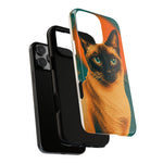 Siamese Cat Retro Halftone Portrait Case - Orange Teal Print
