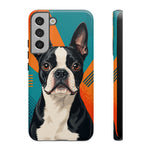 Boston Terrier Pop-Art Portrait Tough Phone Case - Teal Orange