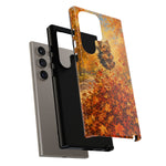 Yorkshire Terrier Jumping in Autumn Leaves Tough Case | Fall Dog Phone Cover