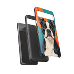 Boston Terrier Pop-Art Portrait Tough Phone Case - Teal Orange