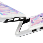 Pastel Cat Phone Case, Headphones Glitch Color Block Cover