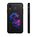 Cresting Wave Glitch Art Tough Phone Case - Blue Magenta