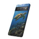 Sea Turtle Reef Phone Case, Coral Ocean Dappled Sunlight Tough Cover