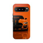 Orange Mustang Art Phone Case, GT500 American Muscle Car Tough Cover for Male