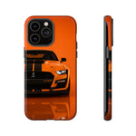 Orange Mustang Art Phone Case, GT500 American Muscle Car Tough Cover for Male
