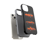 C3 Corvette Art Phone Case Orange, Three-View Vector Cover, Gift