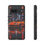 Orange Supra Phone Case, Neon City Night JDM Sports Car Tough Cover