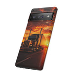 Classic Semi Truck Sunset Highway Phone Case Tough Case