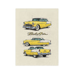 1955 Yellow Chevy Bel Air Illustration Blanket | Vintage Car Throw