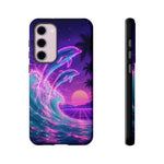 Neon Dolphin Ocean Vaporwave Art Tough Phone Case