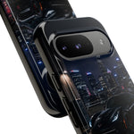 Black C7 City Skyline Rooftop Sports Car Tough Phone Case