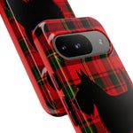 Scottish Terrier Silhouette Plaid Art Tough Phone Case