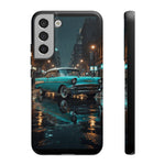 Vintage Teal 1957 Bel Air Classic Car Tough Case | Retro Rainy City Phone Cover