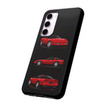 C4 Corvette Art Phone Case Red, Three-View Vector Cover, Gift