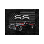 1969 Chevelle SS Black Microfiber Throw Blanket Classic Muscle Car Gift