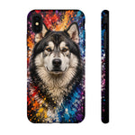 Alaskan Malamute Portrait Tough Phone Case - Vivid Paint Splatter