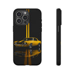 Yellow Camaro Z28 Phone Case, Classic Muscle Car Studio Stripe Cover