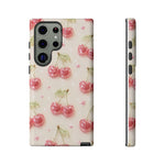 Pink Cherry Pattern Phone Case | Cute Retro Fruit Design