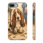 Guilty Basset Hound Phone Case, Muddy Watercolor Art Cover
