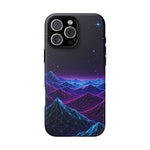 Retro Neon Mountains Phone Case | Vaporwave Galaxy Landscape