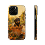Rottweiler Puppy in Flower Pot Tough Case | Floral Dog Phone Cover