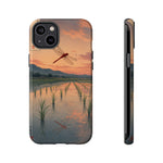 Red Dragonfly Rice Paddy Sunset Phone Case Tough Case