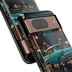 Vintage Teal 1957 Bel Air Classic Car Tough Case | Retro Rainy City Phone Cover