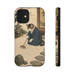 Zen Garden Cat Phone Case, Sand Spiral Japanese Art Cover