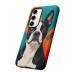 Boston Terrier Pop-Art Portrait Tough Phone Case - Teal Orange