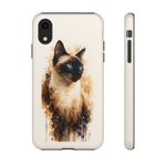Siamese Cat Watercolor Portrait Tough Phone Case - Cream Choc