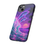 Neon Dolphin Ocean Vaporwave Art Tough Phone Case