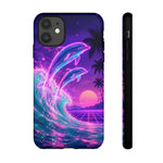 Neon Dolphin Ocean Vaporwave Art Tough Phone Case