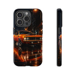 Orange Cuda Phone Case, Rainy City Night Muscle Car Tough Cover