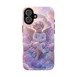 Cherub Cloud Throne Phone Case, Pastel Marble 3D Render Cover