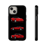 C4 Corvette Art Phone Case Red, Three-View Vector Cover, Gift