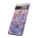 Cherub Cloud Throne Phone Case, Pastel Marble 3D Render Cover