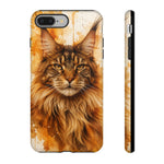 Maine Coon Watercolor Portrait Tough Phone Case - Amber Ears