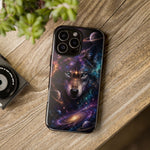 Cosmic Wolf Phone Case, Galaxy Nebula Portrait Tough Cover, Gift