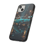 Vintage Teal 1957 Bel Air Classic Car Tough Case | Retro Rainy City Phone Cover
