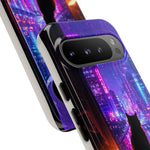 Lo-Fi Cat Neon Rain Window Vaporwave Art Tough Phone Case