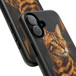 Bengal Cat Geometric Portrait Tough Phone Case - Gold Black Poly