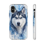 Husky Watercolor Art Tough Phone Case - Icy Blue Dog Portrait