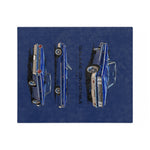 1963 Blue Galaxie Convertible Illustration Blanket | Classic Car Artwork